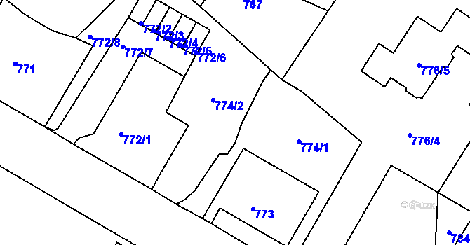 Parcela st. 774 v KÚ Děčín, Katastrální mapa