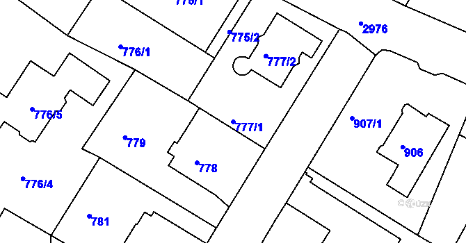 Parcela st. 777/1 v KÚ Děčín, Katastrální mapa