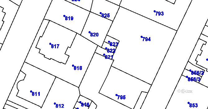 Parcela st. 821 v KÚ Děčín, Katastrální mapa