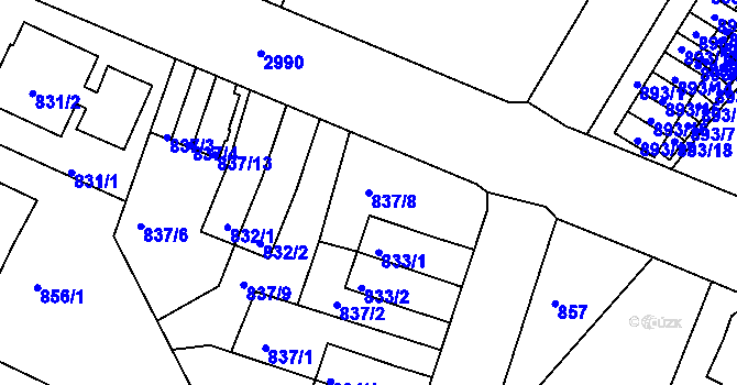 Parcela st. 837/8 v KÚ Děčín, Katastrální mapa