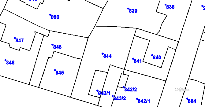 Parcela st. 844 v KÚ Děčín, Katastrální mapa