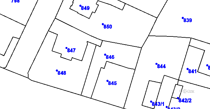 Parcela st. 846 v KÚ Děčín, Katastrální mapa