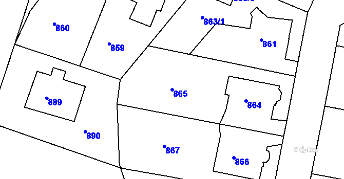 Parcela st. 865 v KÚ Děčín, Katastrální mapa