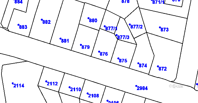 Parcela st. 876 v KÚ Děčín, Katastrální mapa