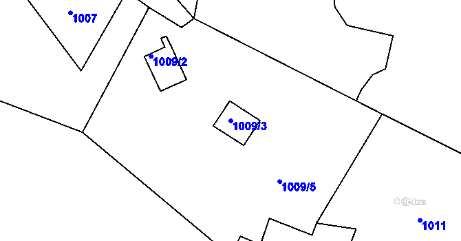Parcela st. 1009/3 v KÚ Děčín, Katastrální mapa