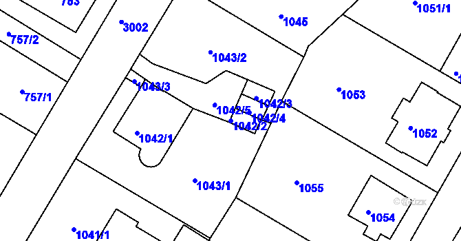 Parcela st. 1042/2 v KÚ Děčín, Katastrální mapa