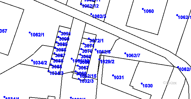 Parcela st. 1062/8 v KÚ Děčín, Katastrální mapa