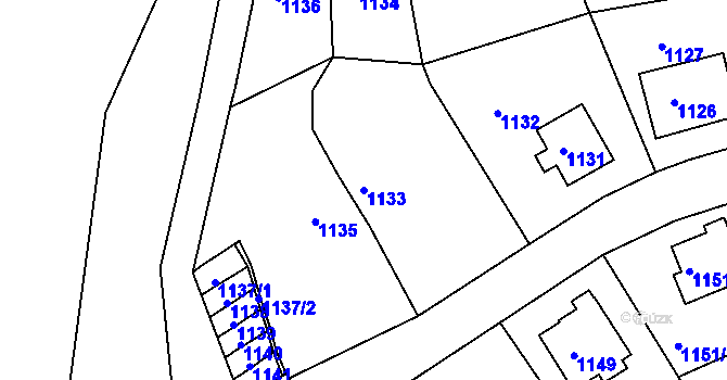 Parcela st. 1133 v KÚ Děčín, Katastrální mapa