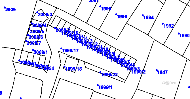 Parcela st. 1999/9 v KÚ Děčín, Katastrální mapa