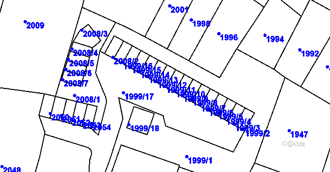 Parcela st. 1999/11 v KÚ Děčín, Katastrální mapa