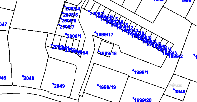 Parcela st. 1999/18 v KÚ Děčín, Katastrální mapa