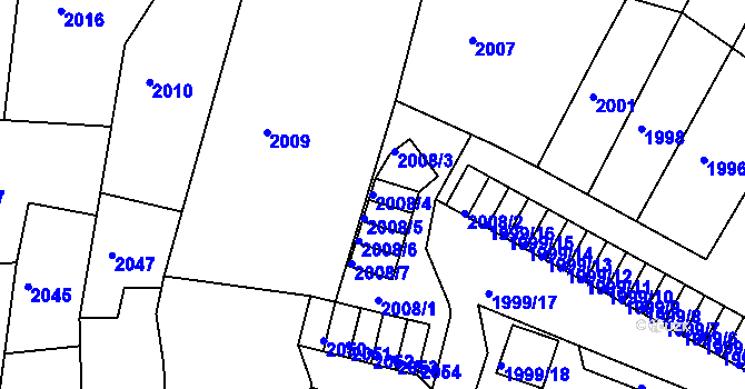 Parcela st. 2008/4 v KÚ Děčín, Katastrální mapa