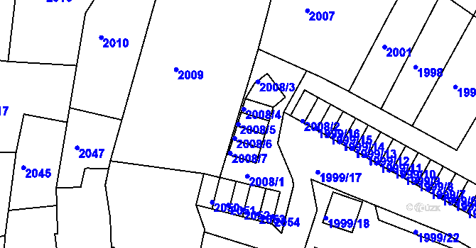 Parcela st. 2008/5 v KÚ Děčín, Katastrální mapa