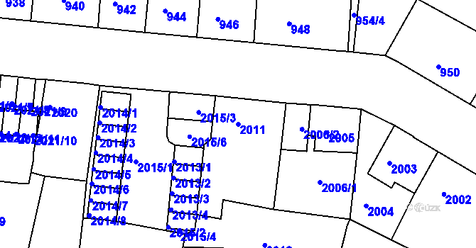 Parcela st. 2011 v KÚ Děčín, Katastrální mapa