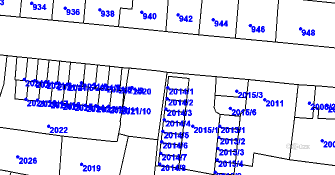 Parcela st. 2014/1 v KÚ Děčín, Katastrální mapa