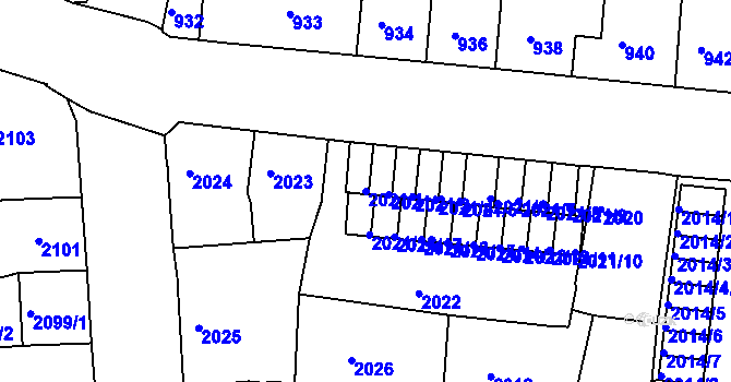 Parcela st. 2021/1 v KÚ Děčín, Katastrální mapa