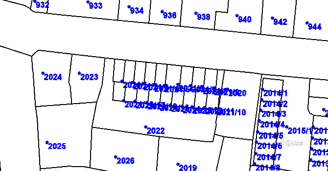 Parcela st. 2021/5 v KÚ Děčín, Katastrální mapa