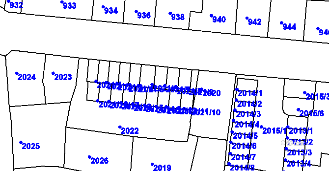 Parcela st. 2021/7 v KÚ Děčín, Katastrální mapa