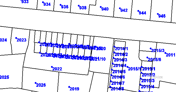 Parcela st. 2021/9 v KÚ Děčín, Katastrální mapa
