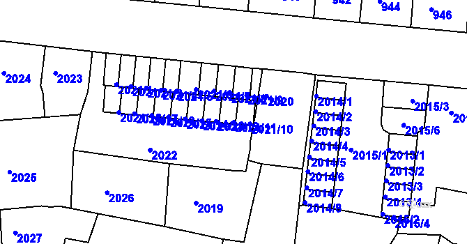 Parcela st. 2021/11 v KÚ Děčín, Katastrální mapa