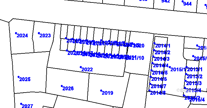 Parcela st. 2021/13 v KÚ Děčín, Katastrální mapa