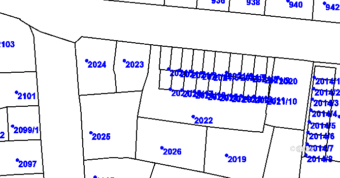 Parcela st. 2021/18 v KÚ Děčín, Katastrální mapa