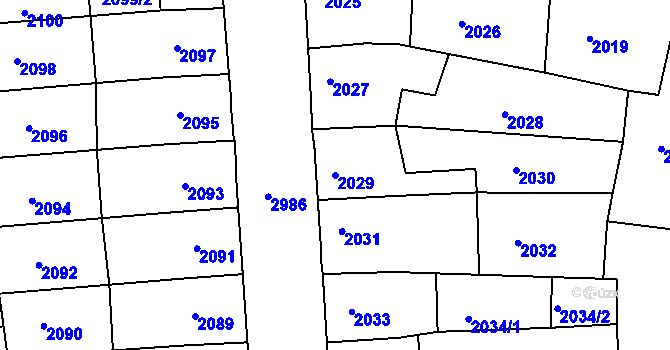 Parcela st. 2029 v KÚ Děčín, Katastrální mapa