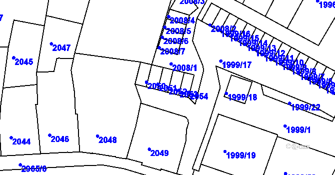 Parcela st. 2052 v KÚ Děčín, Katastrální mapa