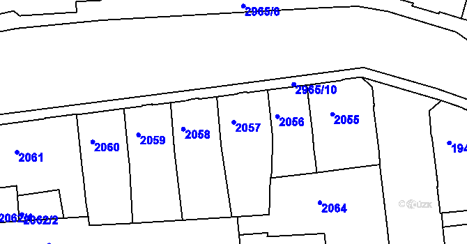 Parcela st. 2057 v KÚ Děčín, Katastrální mapa