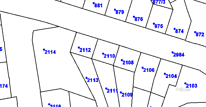 Parcela st. 2110 v KÚ Děčín, Katastrální mapa
