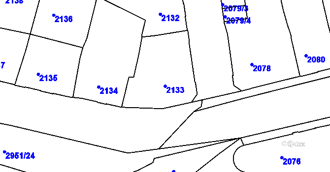 Parcela st. 2133 v KÚ Děčín, Katastrální mapa