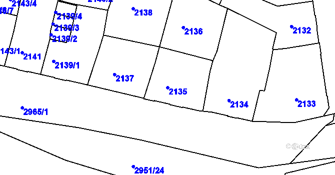 Parcela st. 2135 v KÚ Děčín, Katastrální mapa