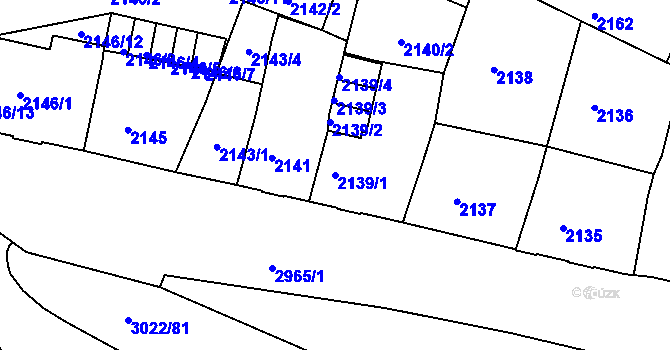Parcela st. 2139/1 v KÚ Děčín, Katastrální mapa