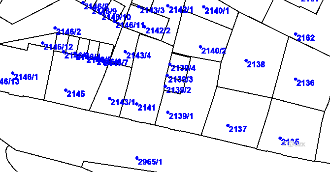 Parcela st. 2139/2 v KÚ Děčín, Katastrální mapa