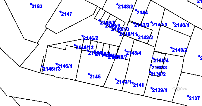 Parcela st. 2146/5 v KÚ Děčín, Katastrální mapa