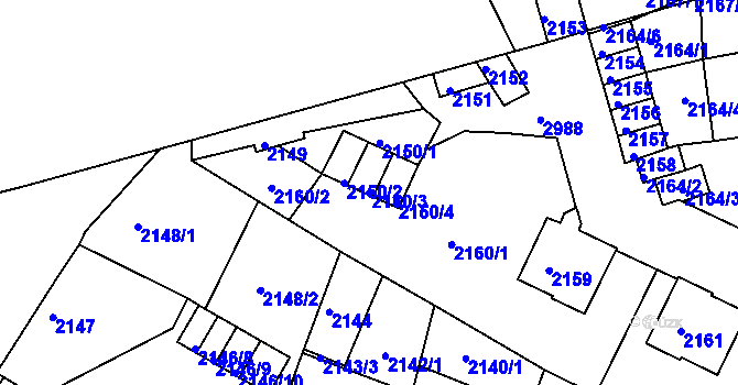 Parcela st. 2150/3 v KÚ Děčín, Katastrální mapa