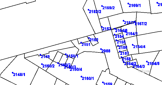 Parcela st. 2151 v KÚ Děčín, Katastrální mapa