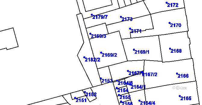 Parcela st. 2169/2 v KÚ Děčín, Katastrální mapa