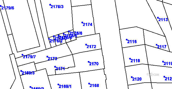 Parcela st. 2172 v KÚ Děčín, Katastrální mapa