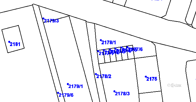 Parcela st. 2177/1 v KÚ Děčín, Katastrální mapa