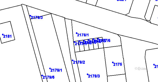Parcela st. 2177/2 v KÚ Děčín, Katastrální mapa