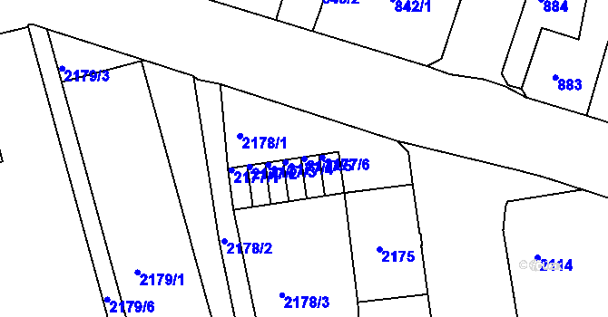 Parcela st. 2177/5 v KÚ Děčín, Katastrální mapa