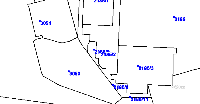 Parcela st. 2185/2 v KÚ Děčín, Katastrální mapa
