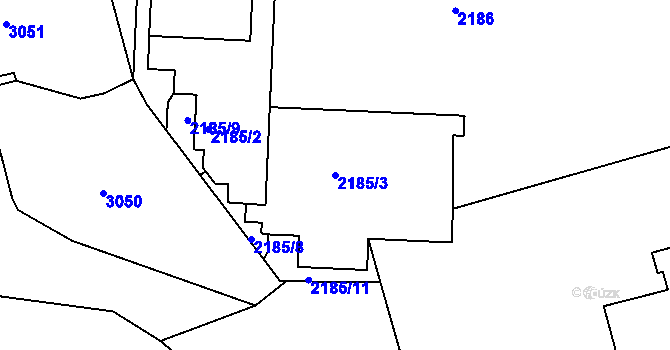 Parcela st. 2185/3 v KÚ Děčín, Katastrální mapa