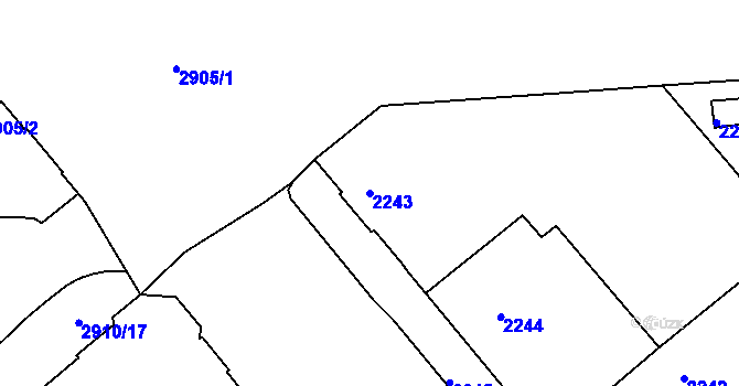 Parcela st. 2243 v KÚ Děčín, Katastrální mapa