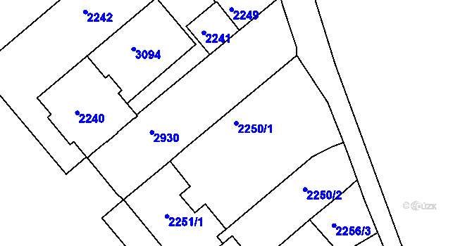 Parcela st. 2250/1 v KÚ Děčín, Katastrální mapa