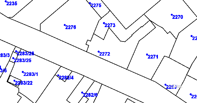 Parcela st. 2272 v KÚ Děčín, Katastrální mapa