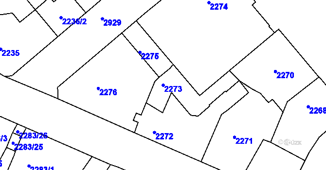 Parcela st. 2273 v KÚ Děčín, Katastrální mapa