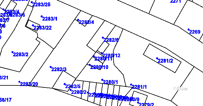 Parcela st. 2280/12 v KÚ Děčín, Katastrální mapa
