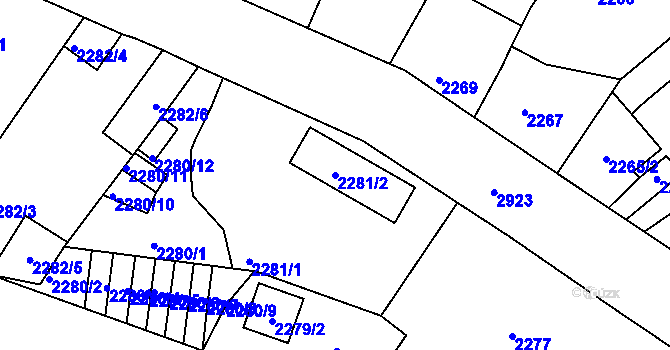 Parcela st. 2281/2 v KÚ Děčín, Katastrální mapa